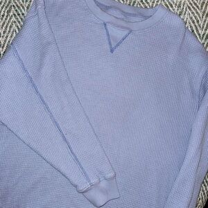 Aerie Oversized Aerie Waffeknit Crewneck in Blue- Like New